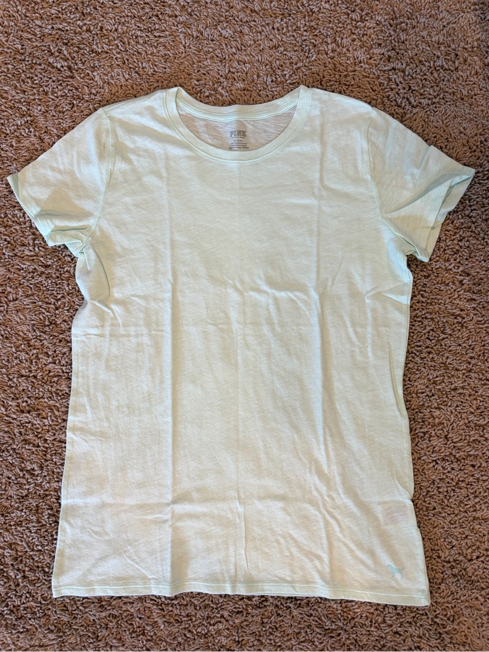 Victoria's Secret PINK Light Mint Green Crew Neck Cotton T Shirt Size Medium